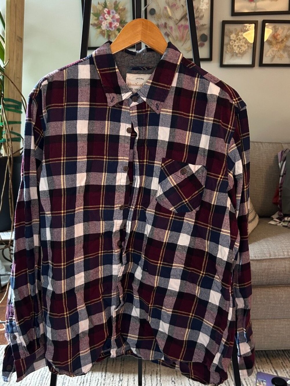 Vintage Style Long Sleeve Button Flannel Shirt